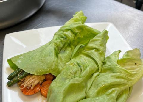Chicken stir-fry lettuce cups