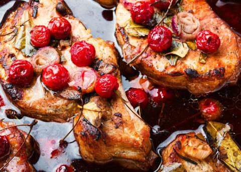 Pork tenderloin with cherry sauce