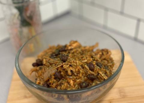 Spanish black beans and rice with chicken